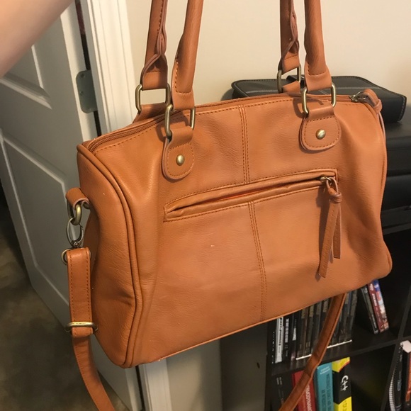 MSK Tan Leather Handbag with Crossbody Strap - Picture 2 of 8